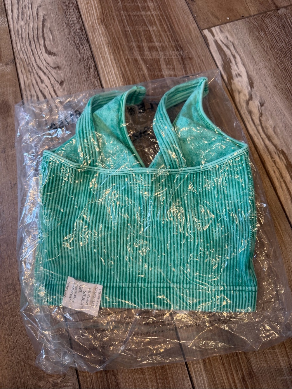 NEW! Zenana Ribbed Mineral Wash V Neck Bralette Brami PADDED Crop Size L/XL - Picture 3 of 3